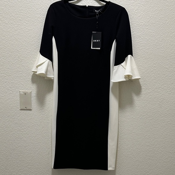 DKNY Black Sheath Dress with Bell Sleeves - Picture 2 of 6